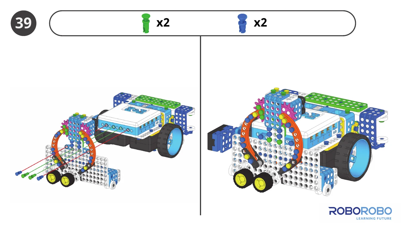 Paso 39 de la guía: montaje final del robot WRO Elementary 2026.